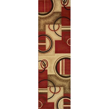 Infinity Home Infinity Home 547802 Barclay Arcs and Shapes 2 ft. 3 in. x 7 ft. 3 in. Runner Rug in Red 547802